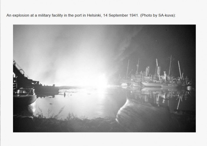 Skärmklipp an explosion at a military facility in the port of Helsinki, 14 Sep 1941  photo by SA-kuva.JPG