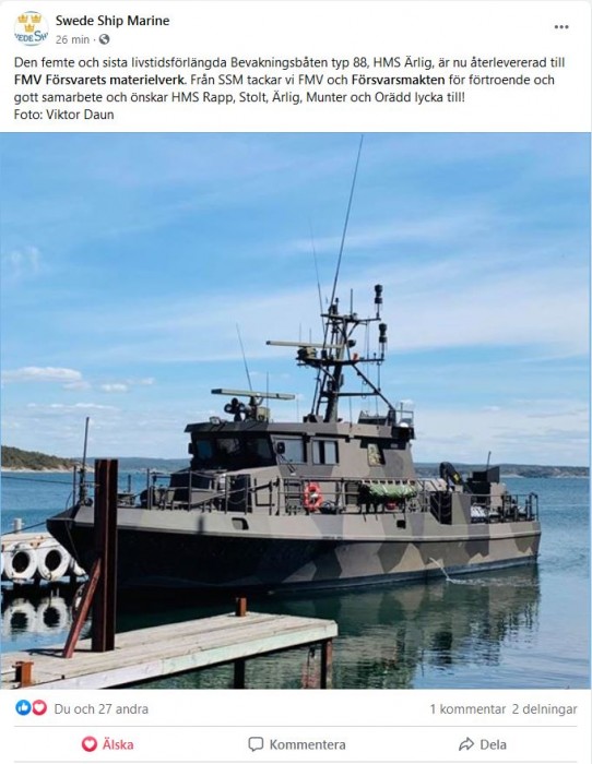 Skärmklipp HMS Ärlig levererad till FMV 2020-06-01.JPG